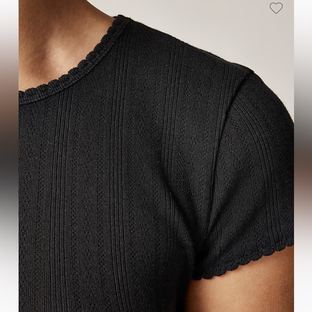 JCrew Pointelle Cotton Short Sleeve Top - Picture 2 of 4